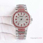 AAA Swiss Replica Patek Philippe Nautilus Ladies 35.2mm Red Diamond Luxury Watch